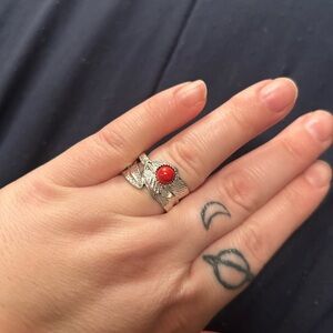 Silver and Red Stone Women's Ring